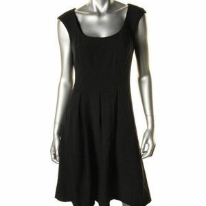 Nine West Scoop Neck Pleated A-line Dress Black Size 2